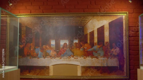 Leonardo da Vinci work the Last Supper reproduction a monumental painting depicting the scene of the last meal of Christ with his disciples
