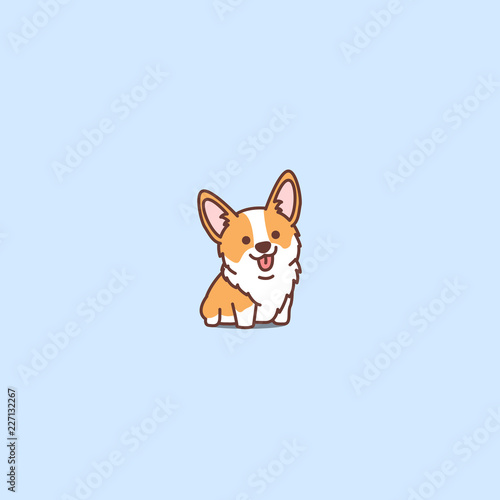 Cute corgi puppy cartoon icon, vector illustration