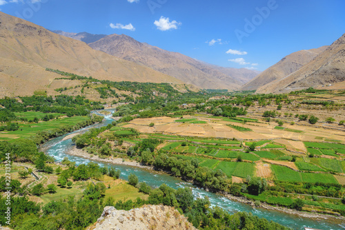 Panjshir valley in Eastern Afghanistan, beautiful nature in Afghanistan landscapes with old soviet tanks  photo