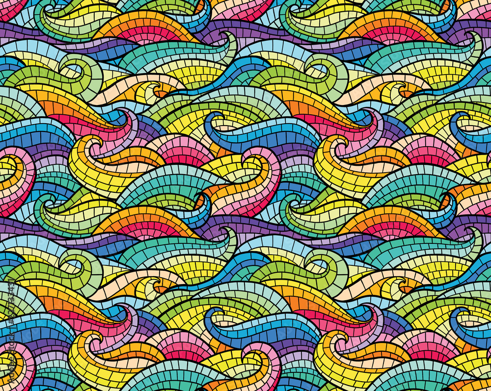 Mermaid wave rainbow pattern