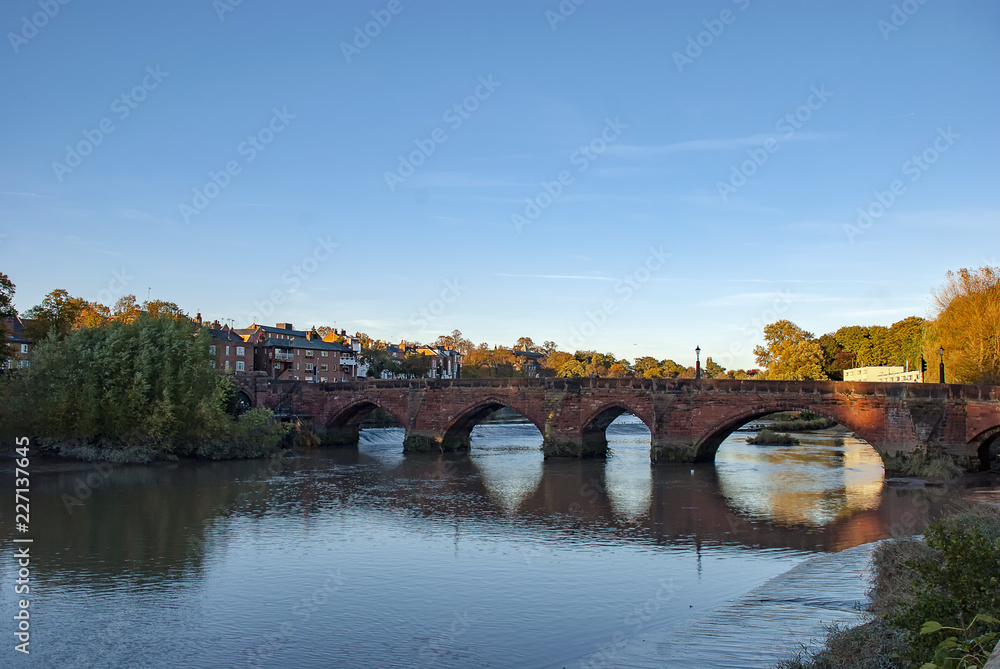 The Old Dee Bridge spanning the River Dee in Chester, Cheshire