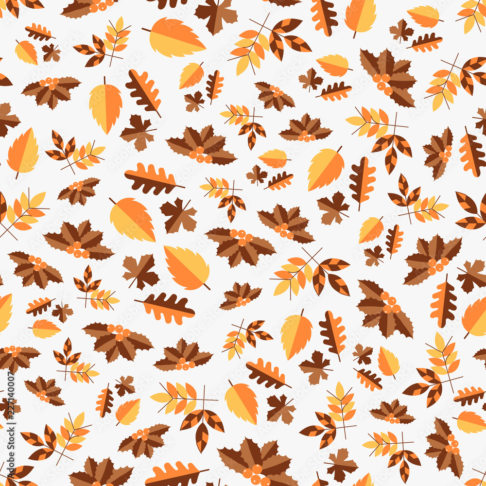 Obraz premium Autumn vector color seamless pattern of leaves for greeting card or web