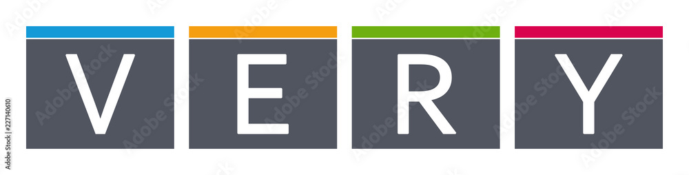 Very - letters written in gray boxes on white background Very - letters written in gray boxes on white background