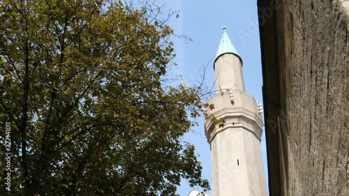 Minaret of Bajrakli Mosque in Belgrade. Built around 1575 it is the only mosque in the city out of the 273 that had existed during the time of the Ottoman Empire rule of Serbia photo