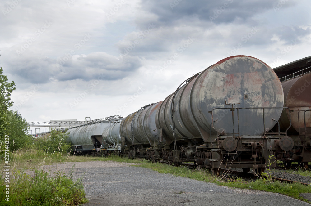 Naklejka premium Freight trains on a holding track