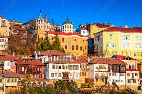 Aerial view of Veliko Tarnovo in a beautiful autumn day, Bulgaria