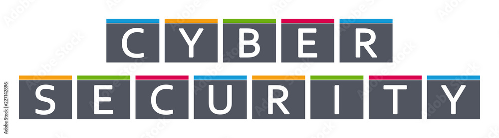 Cyber Security - letters written in gray boxes on white background Cyber Security - letters written in gray boxes on white background