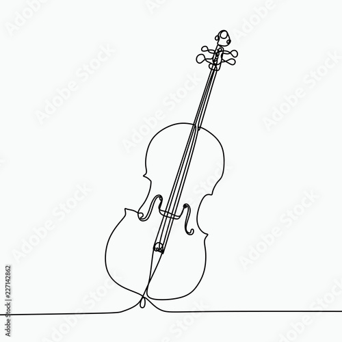 Single line drawing of a cello. Classical music instrument for jazz and folk vector illustration.