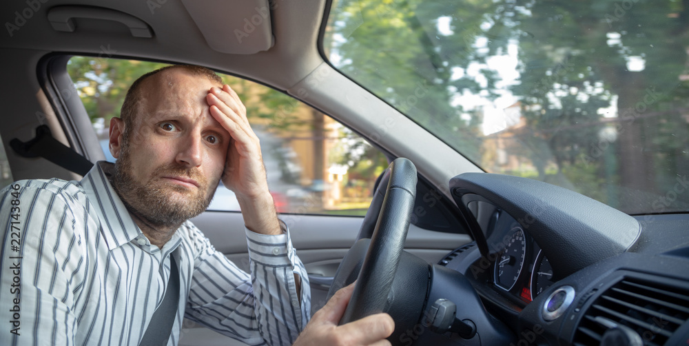 Aggressive and crazy driver in his car Aggressive and crazy driver in his car