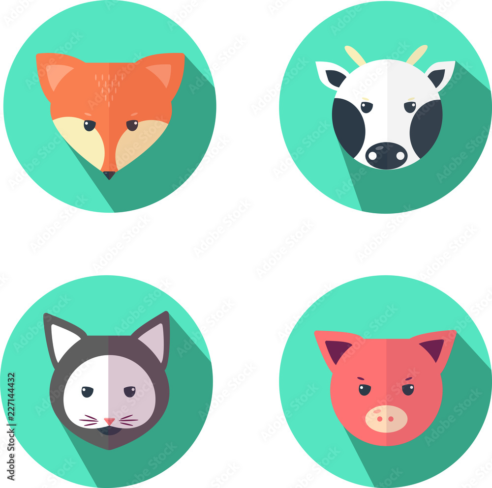 Animal icons in the style of flat design Animal icons in the style of flat design