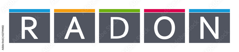 Radon - letters written in gray boxes on white background Radon - letters written in gray boxes on white background