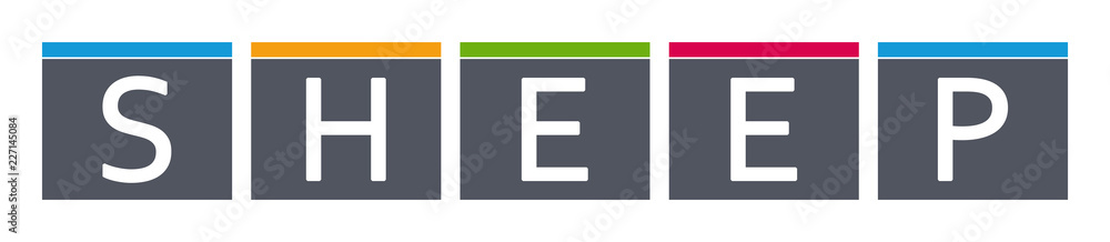 Sheep - letters written in gray boxes on white background Sheep - letters written in gray boxes on white background