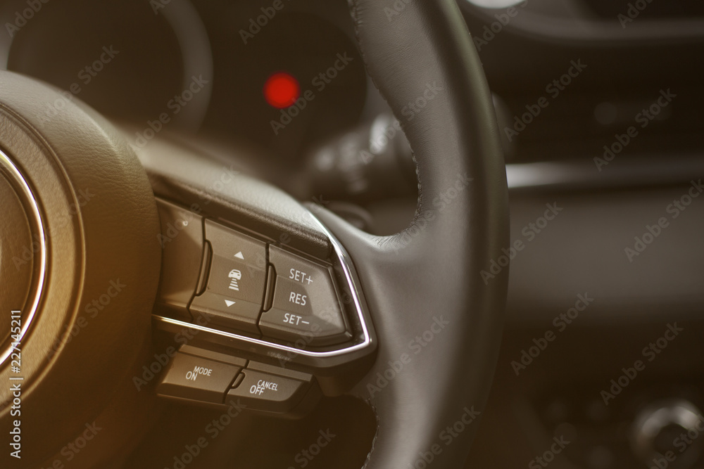 Car inside. New Modern interior of premium car with leather seats. Car inside. New Modern interior of premium car with leather seats.