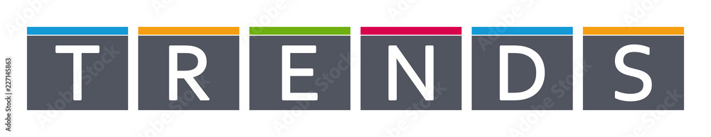 Trends - letters written in gray boxes on white background Trends - letters written in gray boxes on white background