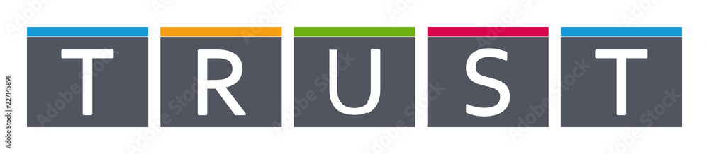 Trust - letters written in gray boxes on white background Trust - letters written in gray boxes on white background