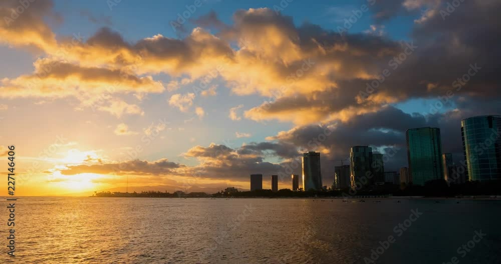 Honolulu City Timelapse at Sunset. a dramatic timelapse of waikiki beach at sunset in honolulu Honolulu City Timelapse at Sunset. a dramatic timelapse of waikiki beach at sunset in honolulu