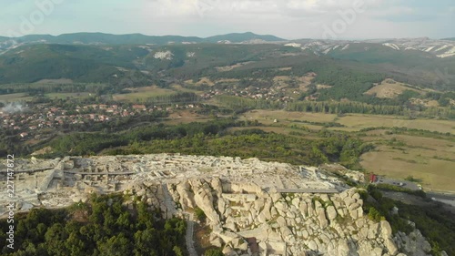 Ancient Thracian city of Perperikon in the Eastern Rhodopes, Bulgaria. Aerial drone footage
