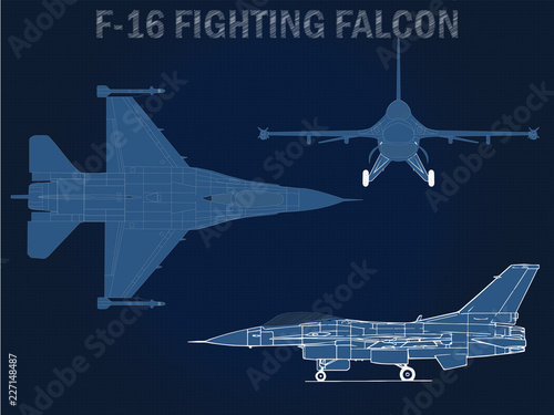 F-16 Fighting Falcon Blue Print photo