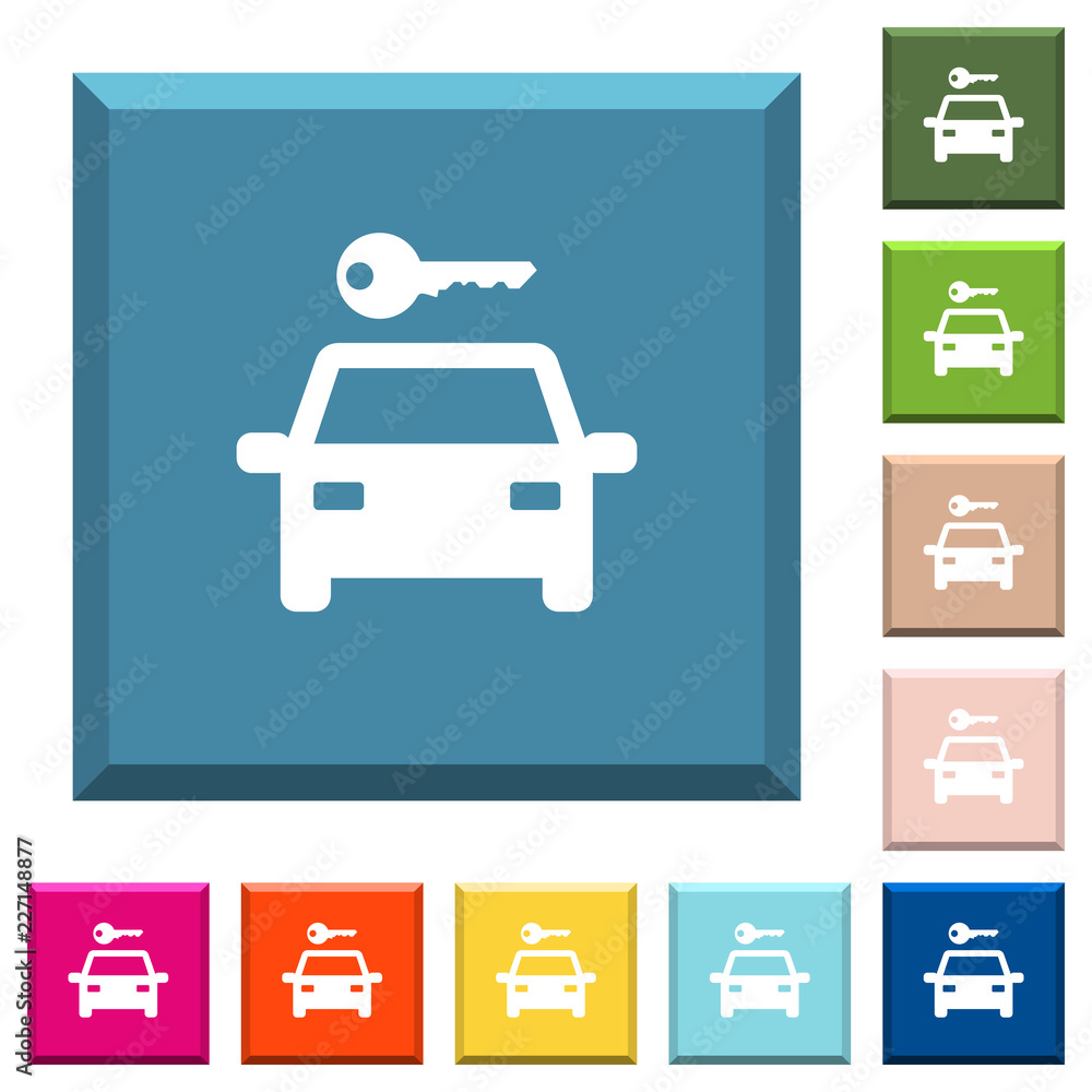 Car rental white icons on edged square buttons Car rental white icons on edged square buttons
