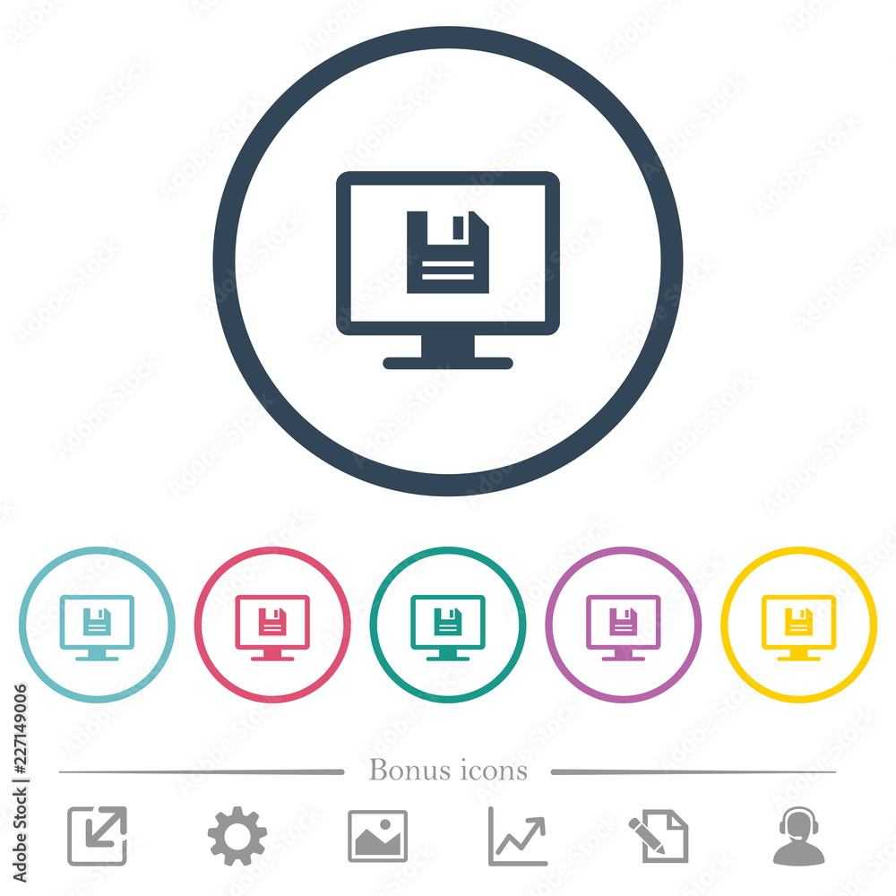Save display settings flat color icons in round outlines Save display settings flat color icons in round outlines