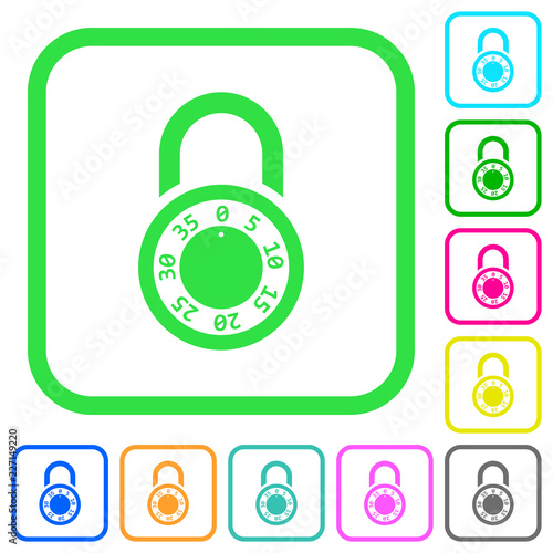 Locked round combination lock vivid colored flat icons
