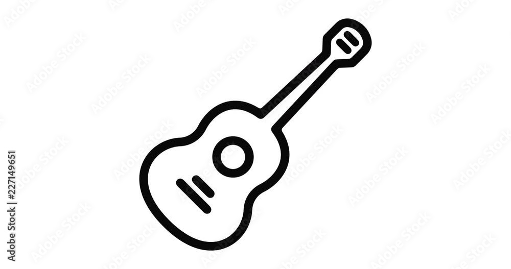 Guitar line icon motion graphic animation with alpha channel. Guitar line icon motion graphic animation with alpha channel.