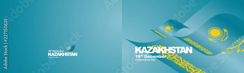 Independence Day Kazakhstan flag ribbon two fold landscape background
