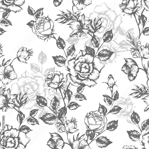 Vintage flowers roses. Seamless pattern. Vector Illustration for phone case, fabrics, textiles, interior design, cover, paper, gift packaging. © adelveys