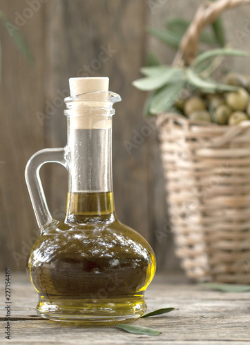 olive oil over wooden table