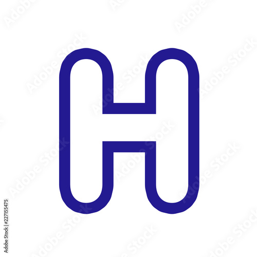 letra do alfabeto na cor azul com fundo branco h