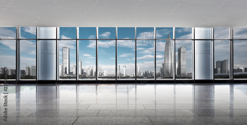 cityscape outside of window Stock Photo | Adobe Stock