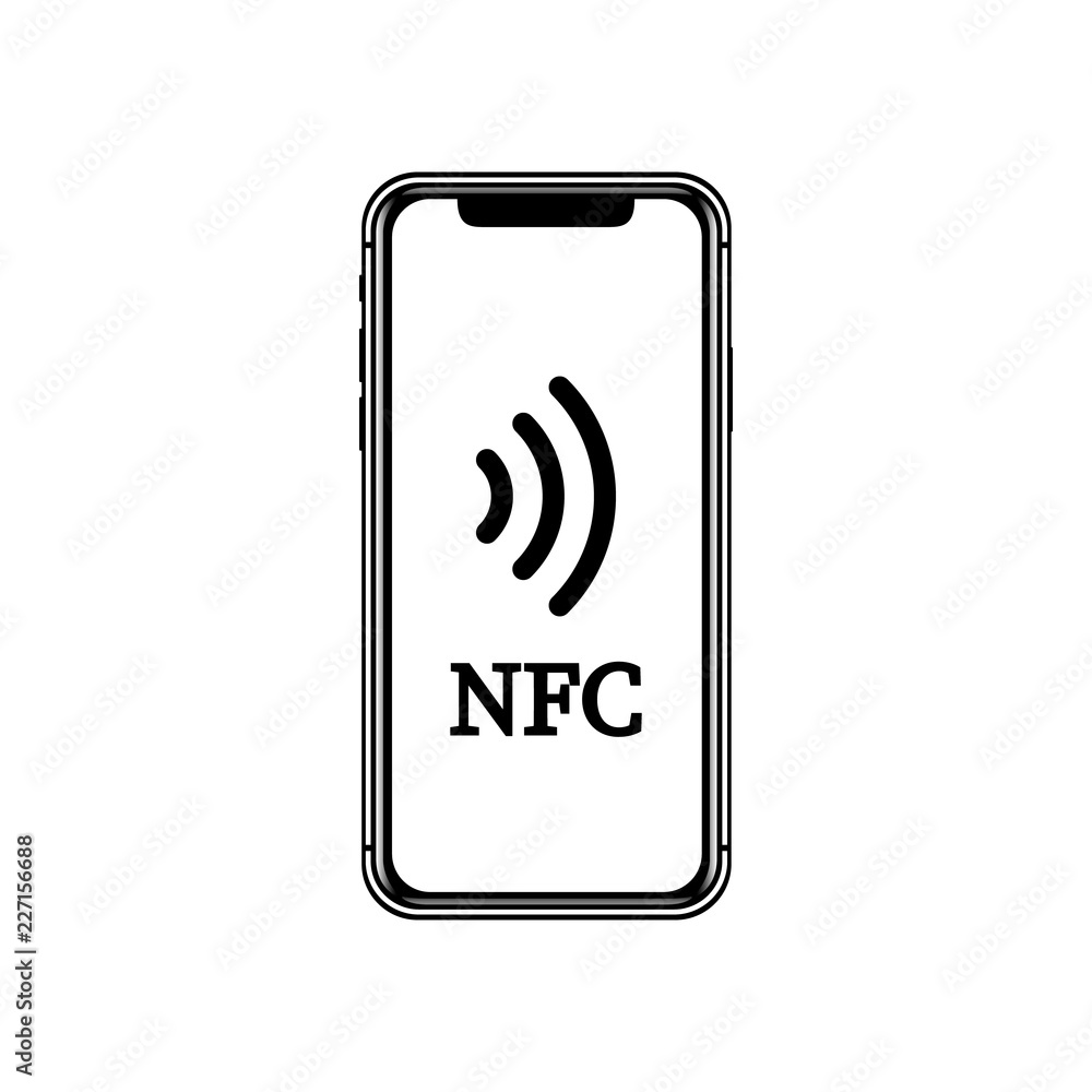 NFC illustration. Mobile payment. NFC smart phone concept flat icon NFC illustration. Mobile payment. NFC smart phone concept flat icon