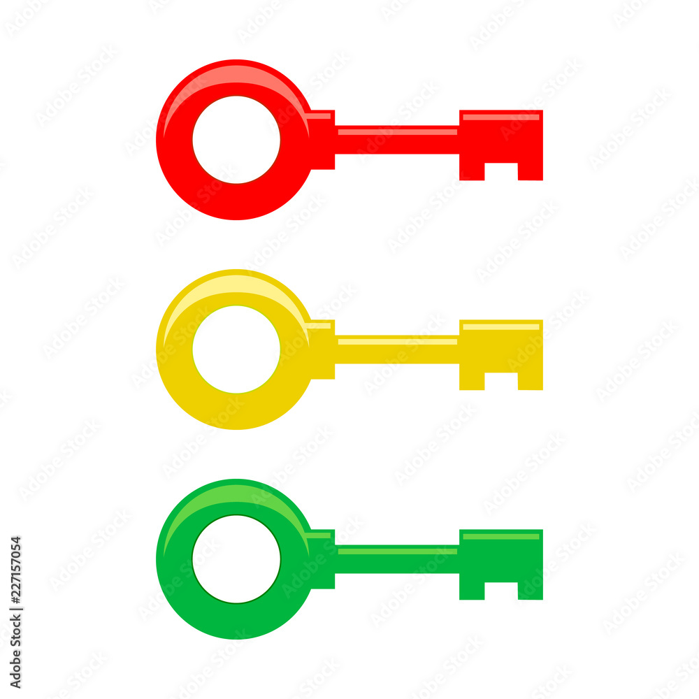 Key vector icon on white background. simple flat icon color Key vector icon on white background. simple flat icon color