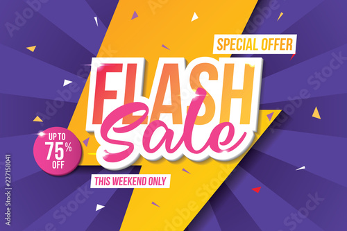 Flash sale banner template design. Abstract sale banner. Vector illustration.
