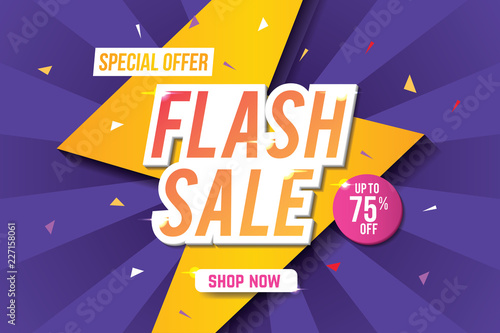 Flash sale banner template design. Abstract sale banner. Vector illustration.
