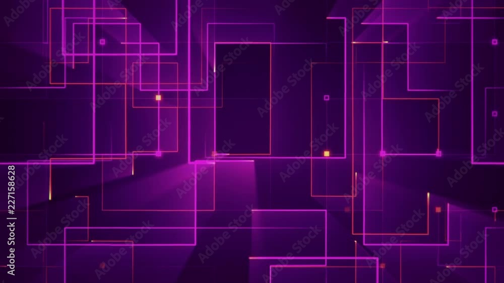 Abstract technologic background with stripes and particles. Animation of circuit electric signal with light shine. Animation of seamless loop. Abstract technologic background with stripes and particles. Animation of circuit electric signal with light shine. Animation of seamless loop.