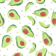 Acrylglasbilder Avocadomuster Aquarell Avocado Muster mit Früchten  © Afanasia