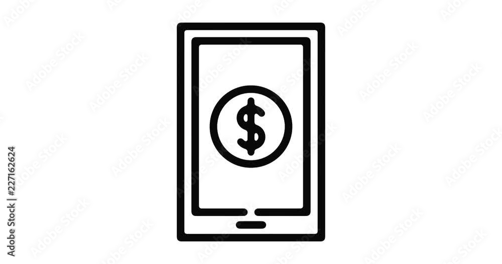 Mobile payment line icon motion graphic animation with alpha channel. Mobile payment line icon motion graphic animation with alpha channel.