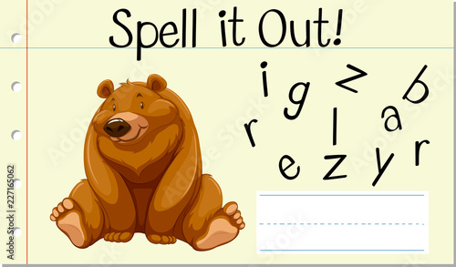 Spell English word grizzly bear