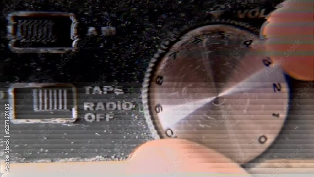 Analog VHS tape distortion shifting the dialer volume from ten to zero