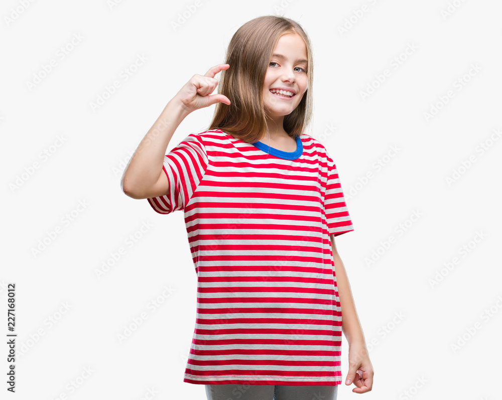 Young beautiful girl over isolated background smiling and confident gesturing with hand doing size sign with fingers while looking and the camera. Measure concept. Young beautiful girl over isolated background smiling and confident gesturing with hand doing size sign with fingers while looking and the camera. Measure concept.