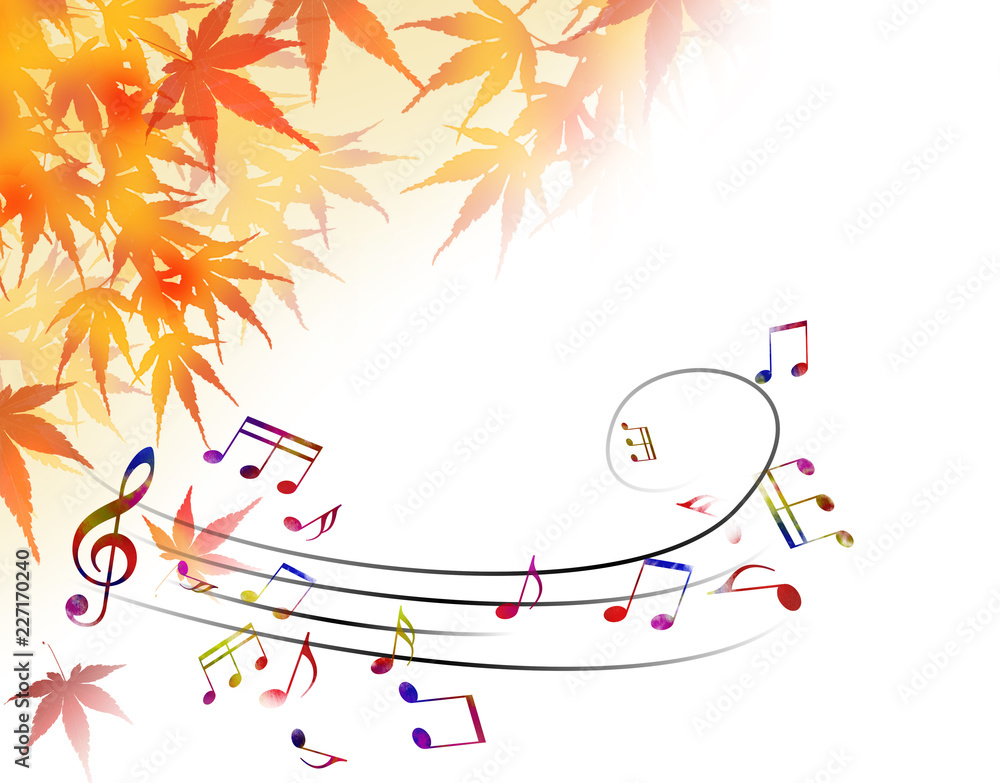 紅葉 音楽 花 譜面 フラワーアレンジ ト音記号 音符 Stock イラスト Adobe Stock