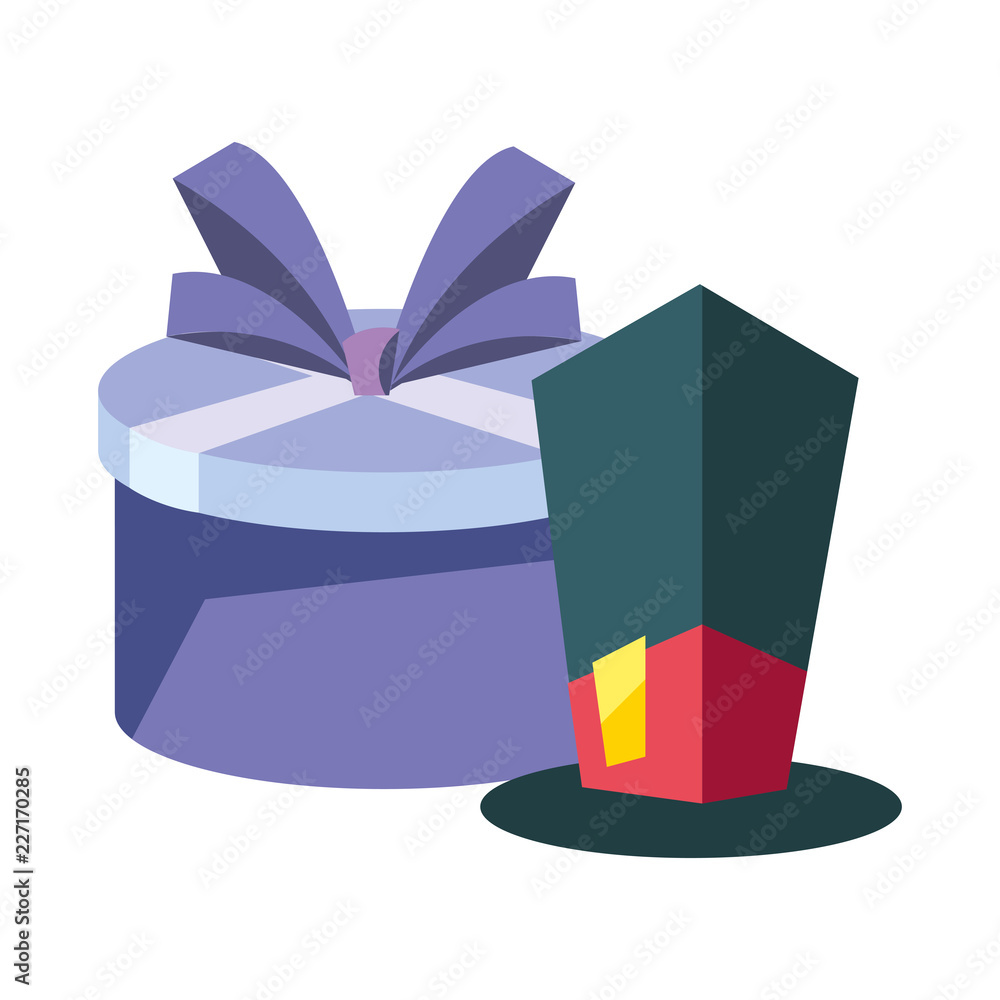 gift box and hat carnival festival