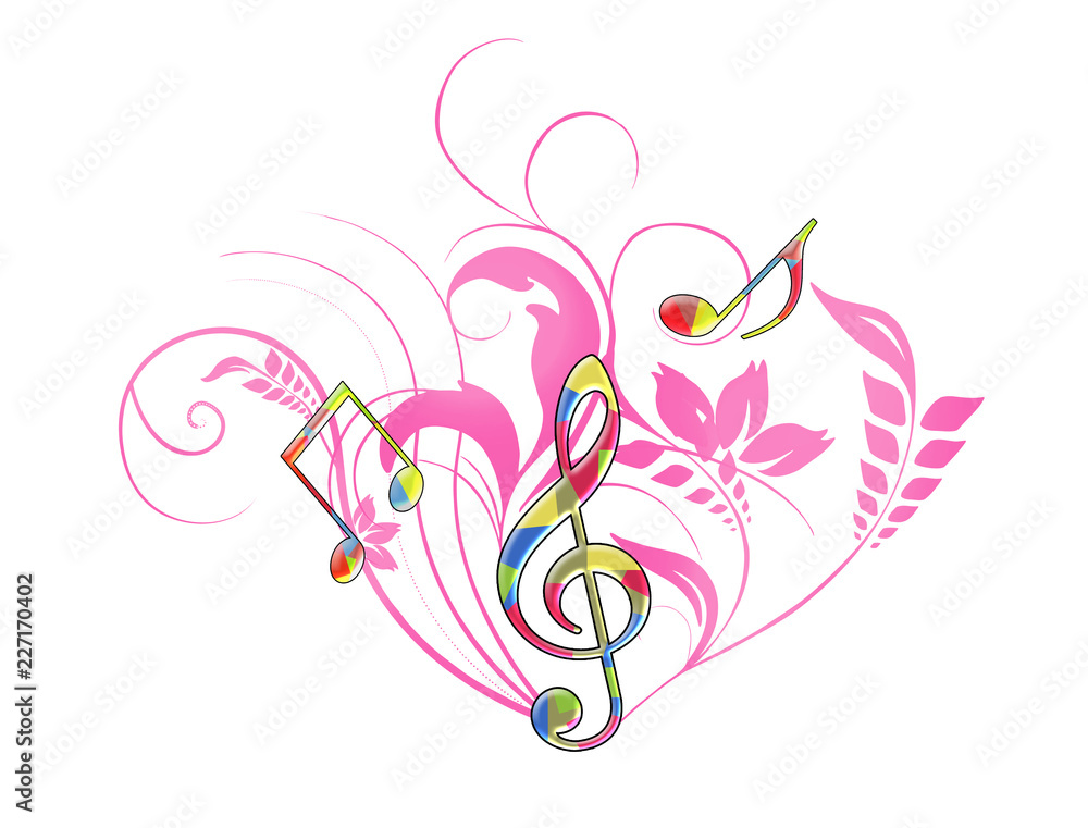 音楽 花 譜面 フラワーアレンジ ト音記号 音符 Stock Illustration Adobe Stock