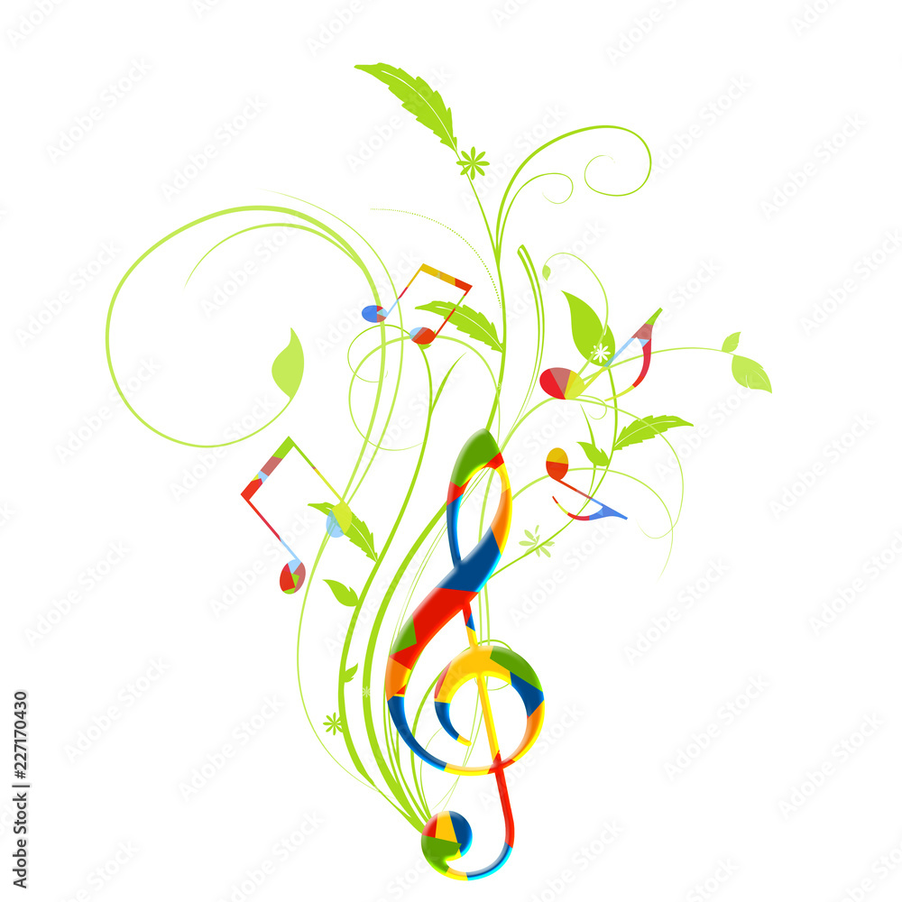 音楽 花 譜面 フラワーアレンジ ト音記号 音符 Stock Illustration Adobe Stock