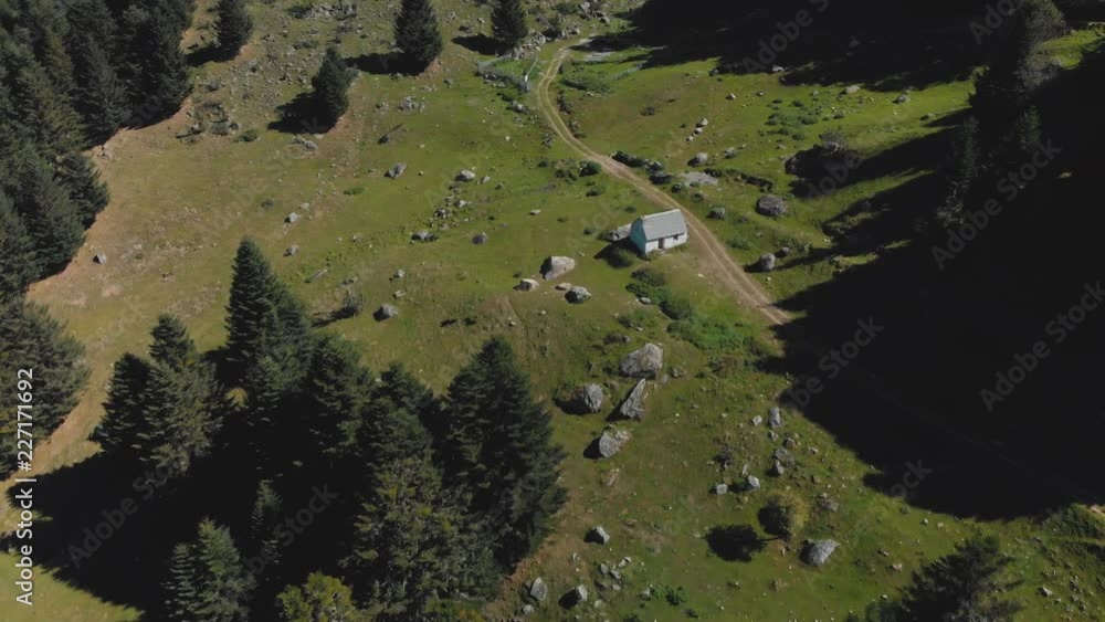 Aerial View of Mountain Hut with Fir Forest, by Drone 6 Aerial View of Mountain Hut with Fir Forest, by Drone 6