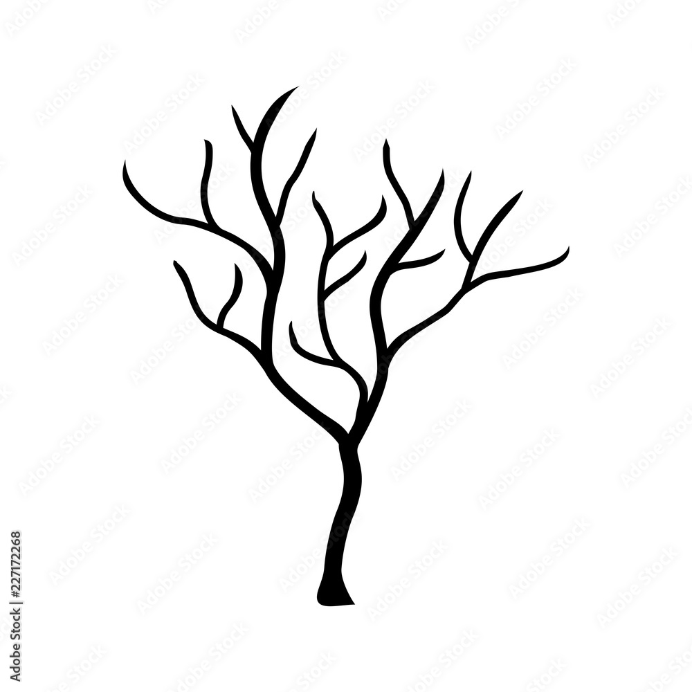 Silhouette tree without leaves vector  