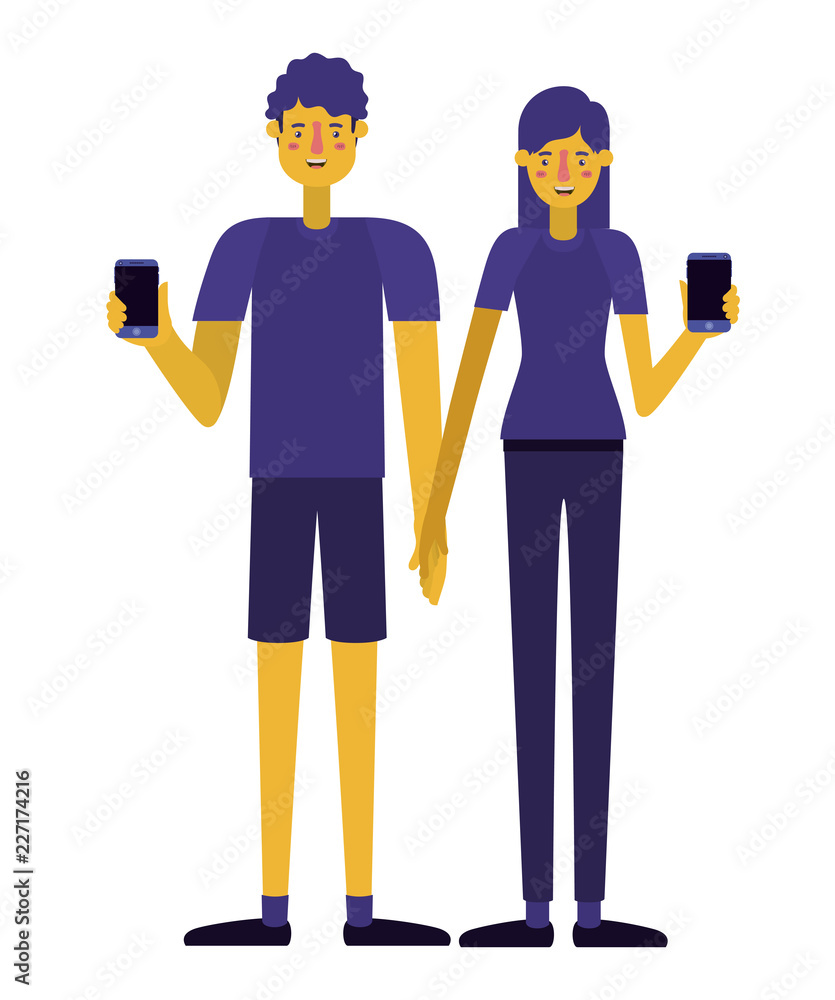 young couple using smartphone young couple using smartphone