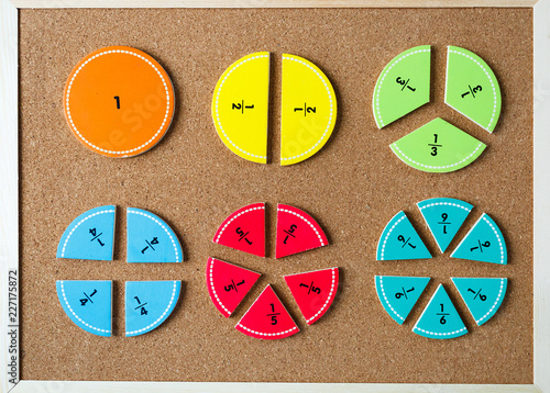 Canvas Print colorful math fractions on the bright backgrounds