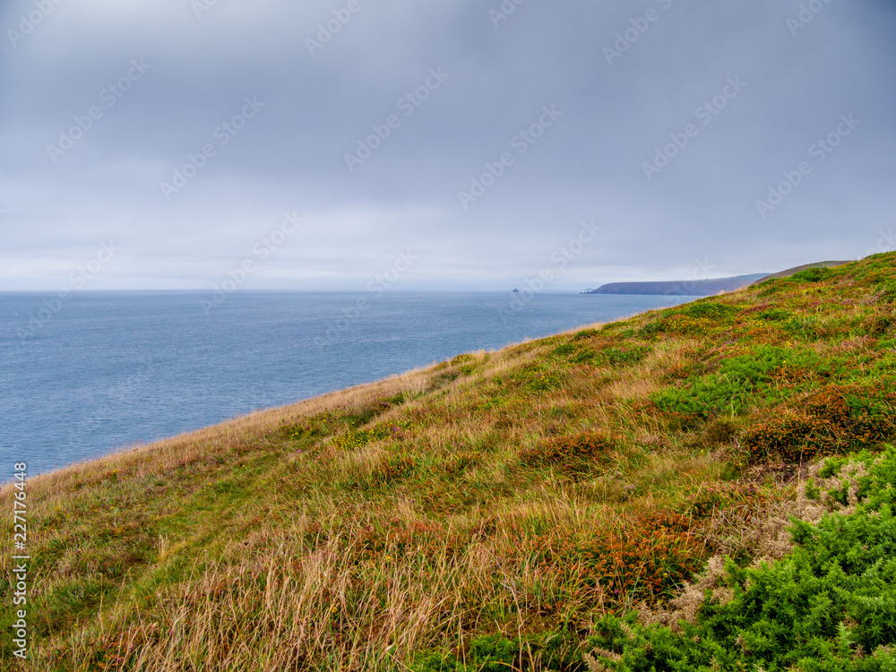 Cornwall England - view over the amazing landcape at the coastline